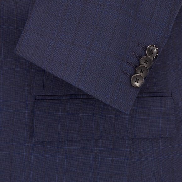 Hugo Boss Mens 'Huge6' Blue Regular Fit Plaid Wool Sport Coat Blazer 42R - Picture 5 of 5